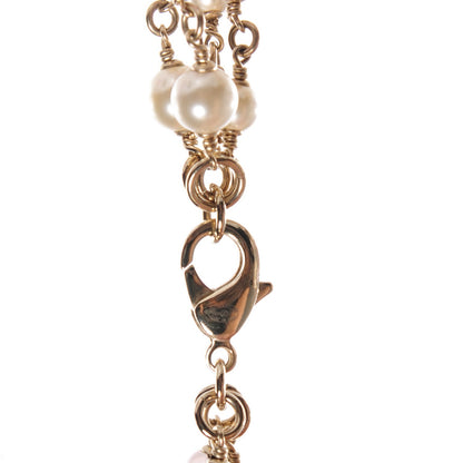 Chanel Pearl Beaded Baroque Cross Multi Strand Necklace Gold Pink 3 of 5