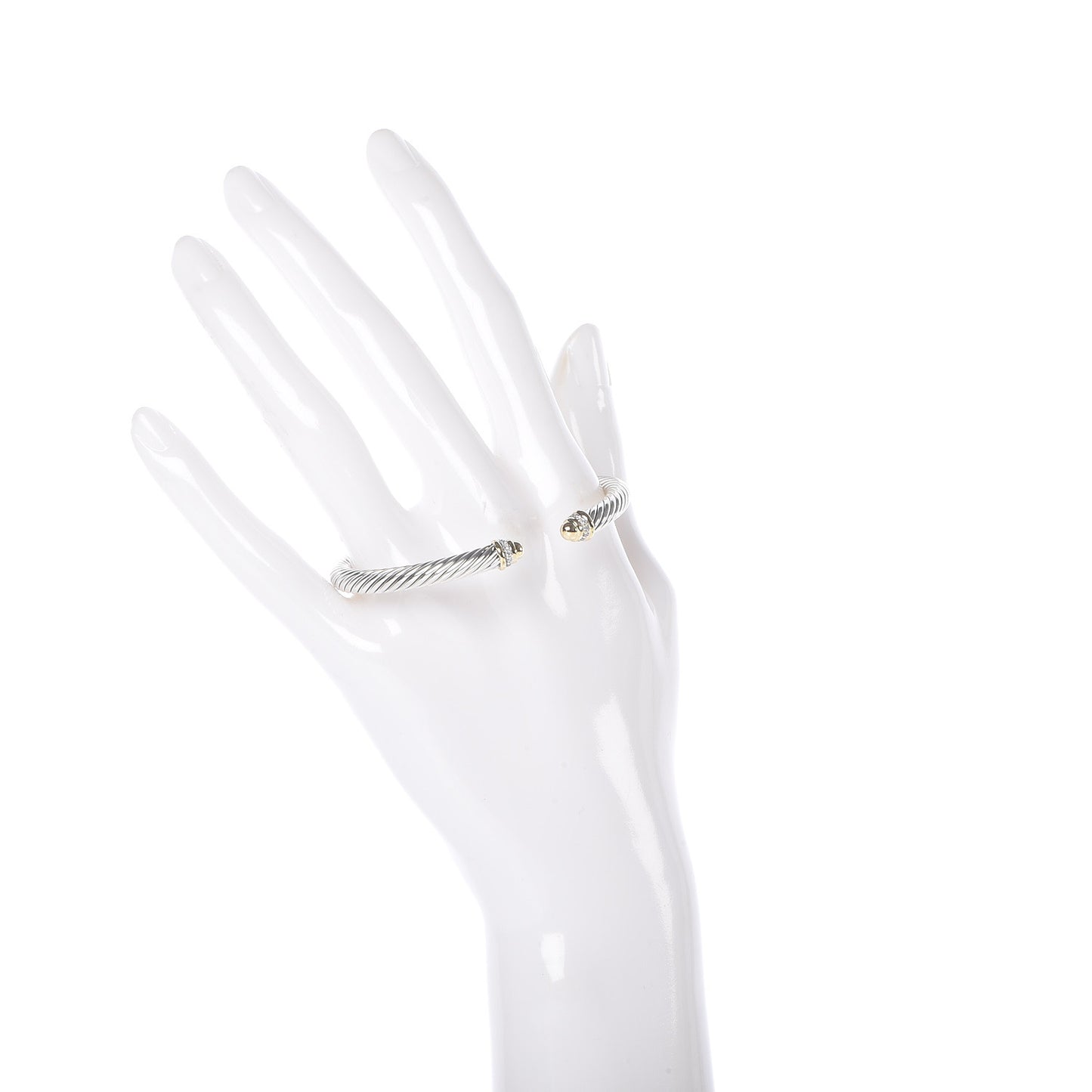 Sterling Silver 18K Yellow Gold Diamond 5mm Cable Classics Bracelet