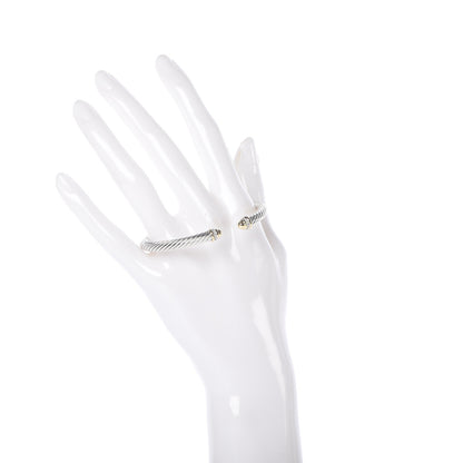 David Yurman Sterling Silver 18K Yellow Gold Diamond 5mm Cable Classics Bracelet 2 of 4