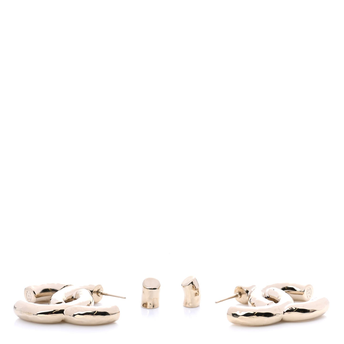 Metal Large CC Earrings Light Gold