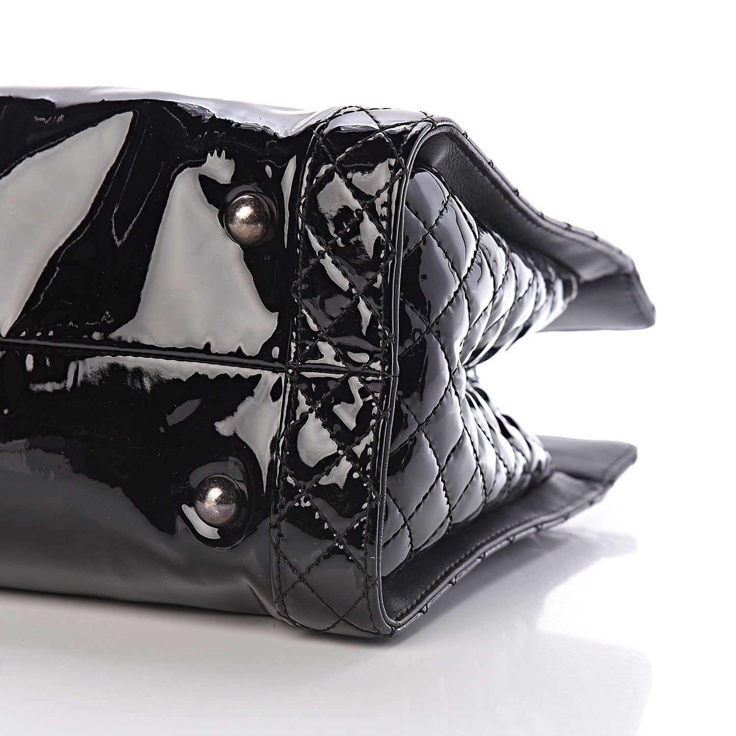 Patent Quilted Reverso Boy Tote Black