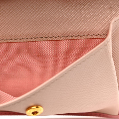 Prada Saffiano Metal Compact Snap Bi-Fold Wallet Peonia 8 of 10