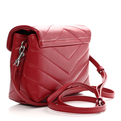 Saint Laurent Calfskin Y Quilted Monogram Toy Loulou Monogram Crossbody Bag Red 3 of 10
