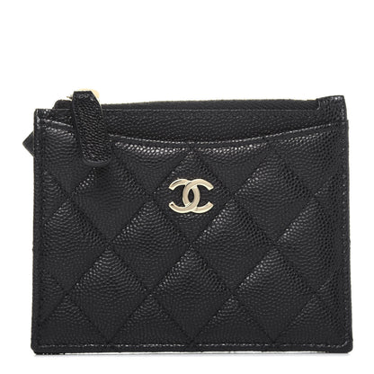 Chanel Caviar Quilted CC Zip Card Holder Black 1 of 11