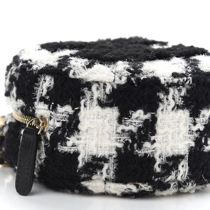 Chanel Tweed Shearling Round Clutch With Chain and Coin Purse Black and White 8 of 10
