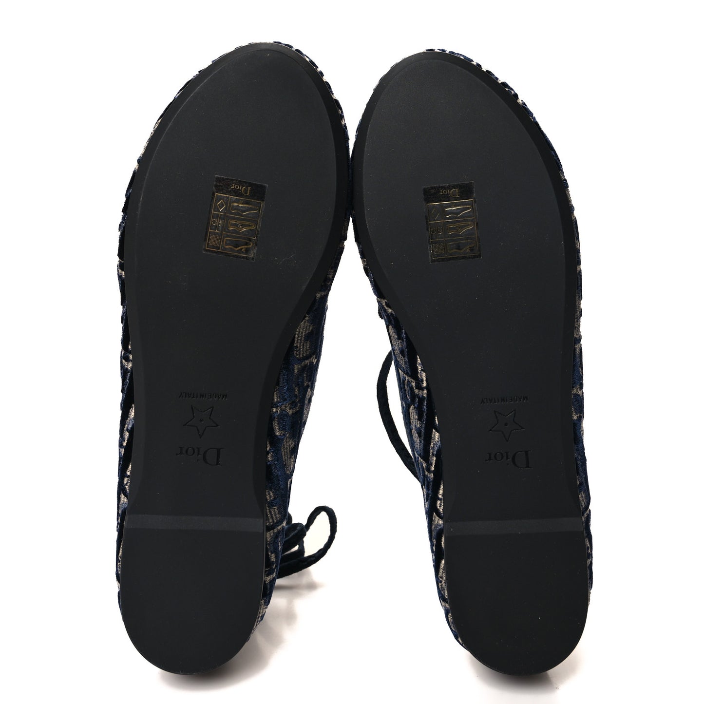 Velvet Oblique Poeme Laced Ballerina Flats 36.5 Blue