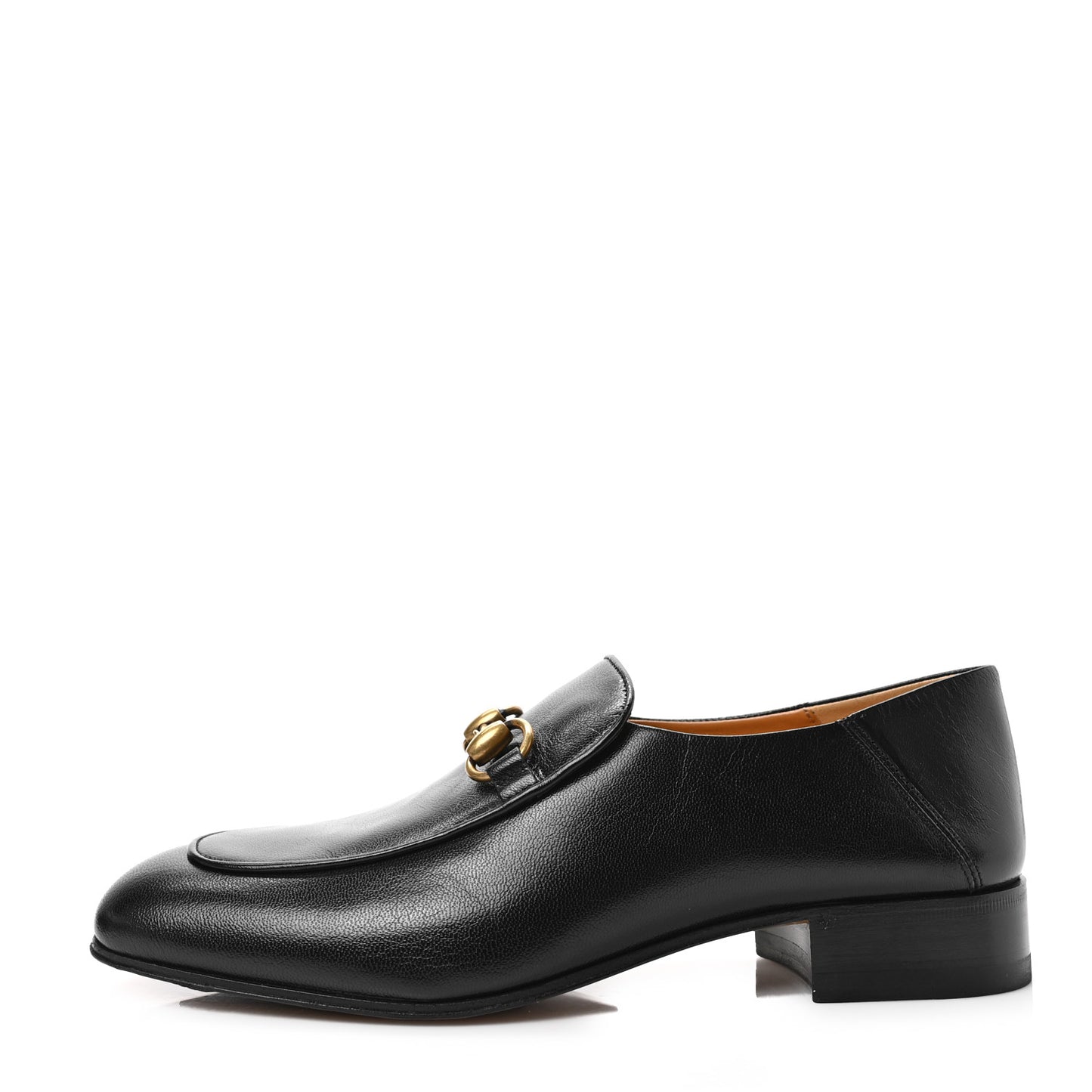 Goatskin Womens Horsebit Mid-Heel Loafers 38.5 Black