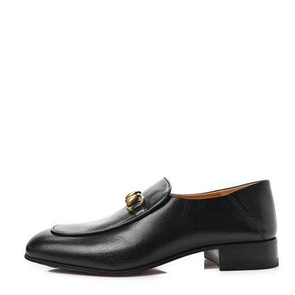 Gucci Goatskin Womens Horsebit Mid-Heel Loafers 38.5 Black 1 of 7