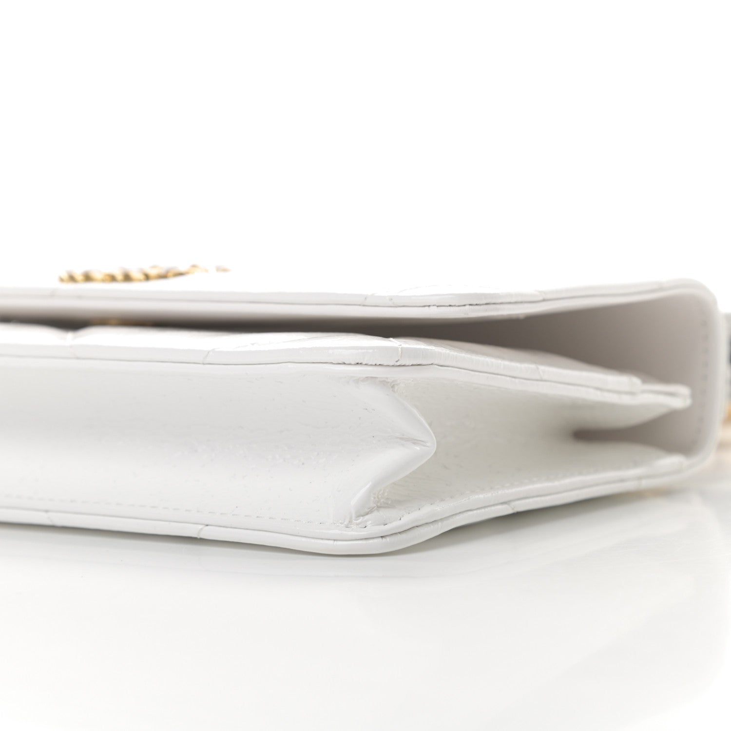 Chanel Shiny Crumpled Calfskin Quilted Chanel 19 Wallet On Chain WOC White 11 of 13