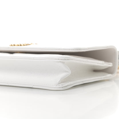Chanel Shiny Crumpled Calfskin Quilted Chanel 19 Wallet On Chain WOC White 11 of 13