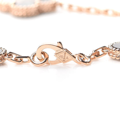 Van Cleef & Arpels 18K Rose Gold Diamond Gray Mother of Pearl 5 Motifs Vintage Alhambra Bracelet 4 of 8