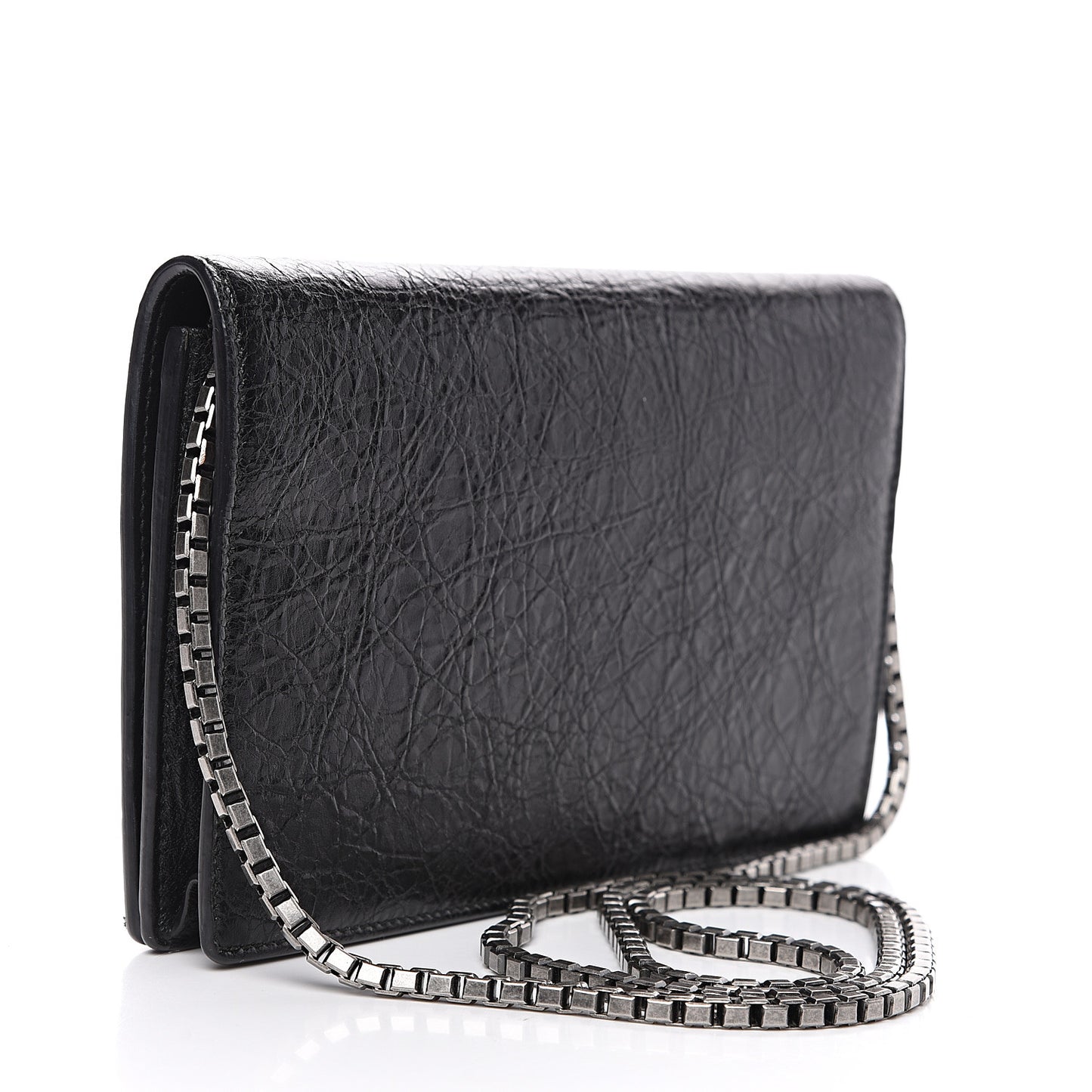 Agneau Silver Metallic Edge Hardware Wallet On Chain Black
