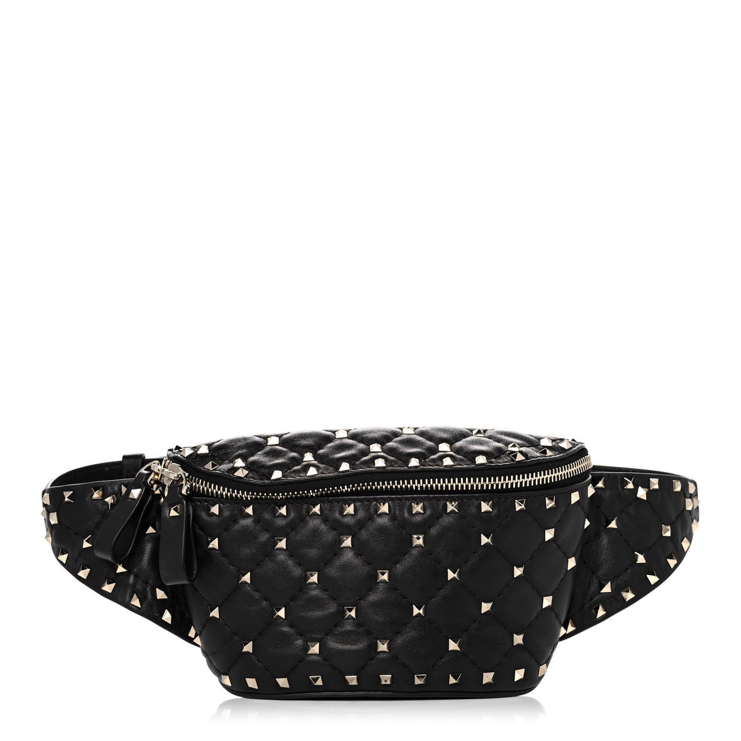 Lambskin Rockstud Spike Belt Bag 85 Black