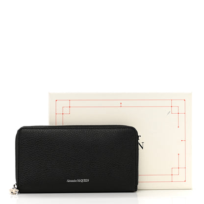 Alexander McQueen Pebbled Calfskin Skull Continental Zip Wallet Black 7 of 7