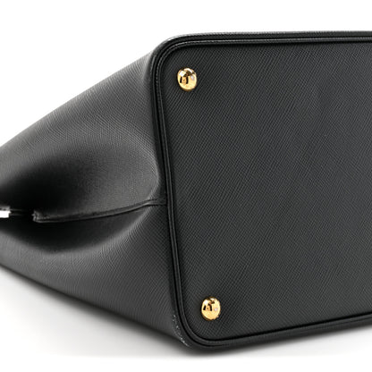 Prada Saffiano Cuir Medium Double Bag Black Fuoco 9 of 19