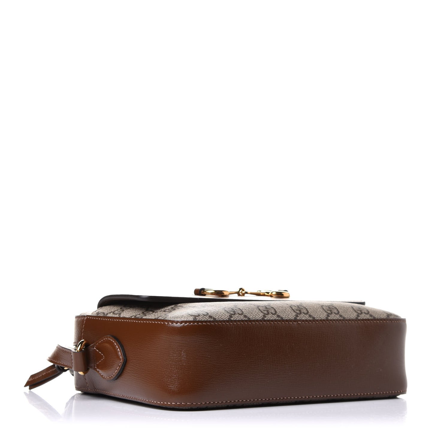 GG Supreme Monogram Small Horsebit 1955 Shoulder Bag Beige Brown Sugar
