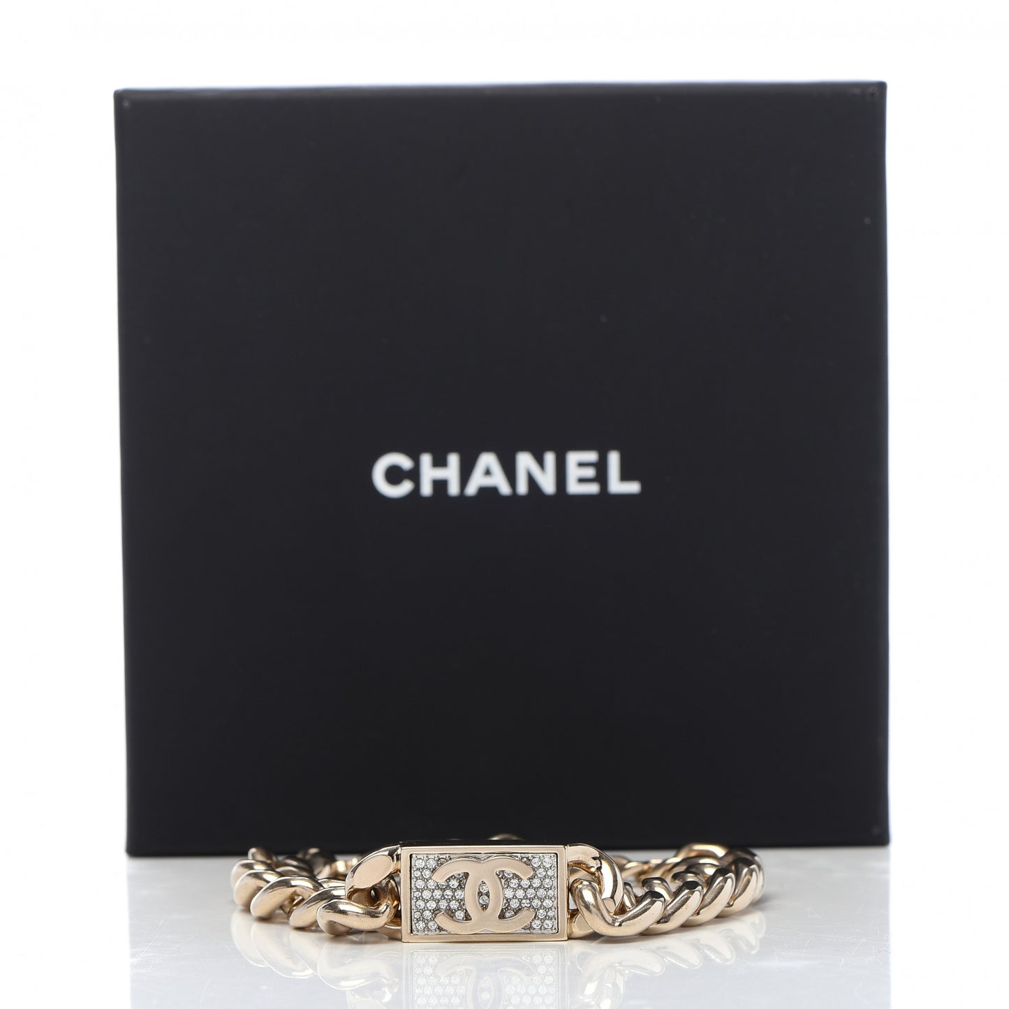 Crystal Chain CC Bracelet Gold