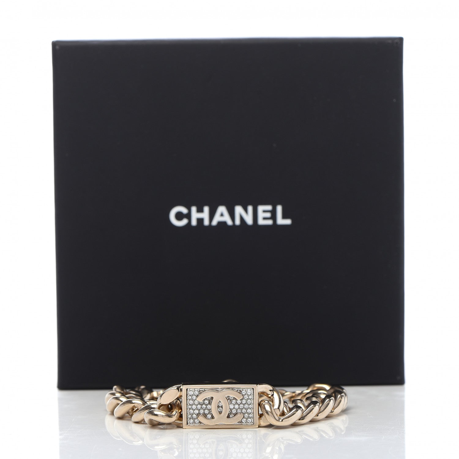 Chanel Crystal Chain CC Bracelet Gold 6 of 6
