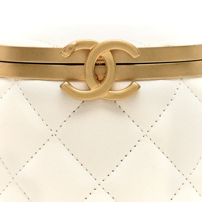 Chanel Lambskin Quilted Mini Crown Box Bag White 8 of 10