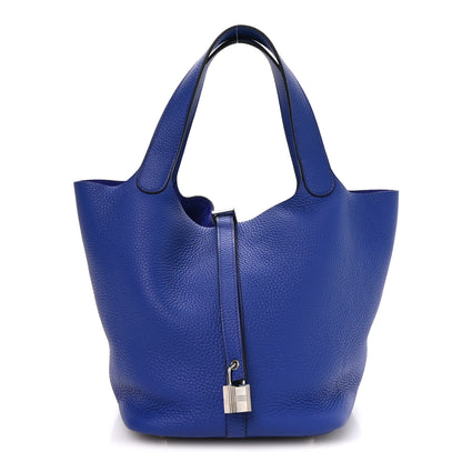 Hermes Taurillon Clemence Picotin Lock 18 PM Bleu Electrique 1 of 12