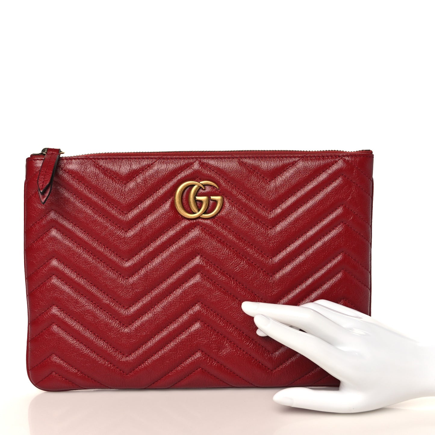 Azalea Calfskin Matelasse Heart GG Marmont Zip Pouch Romantic Cerise