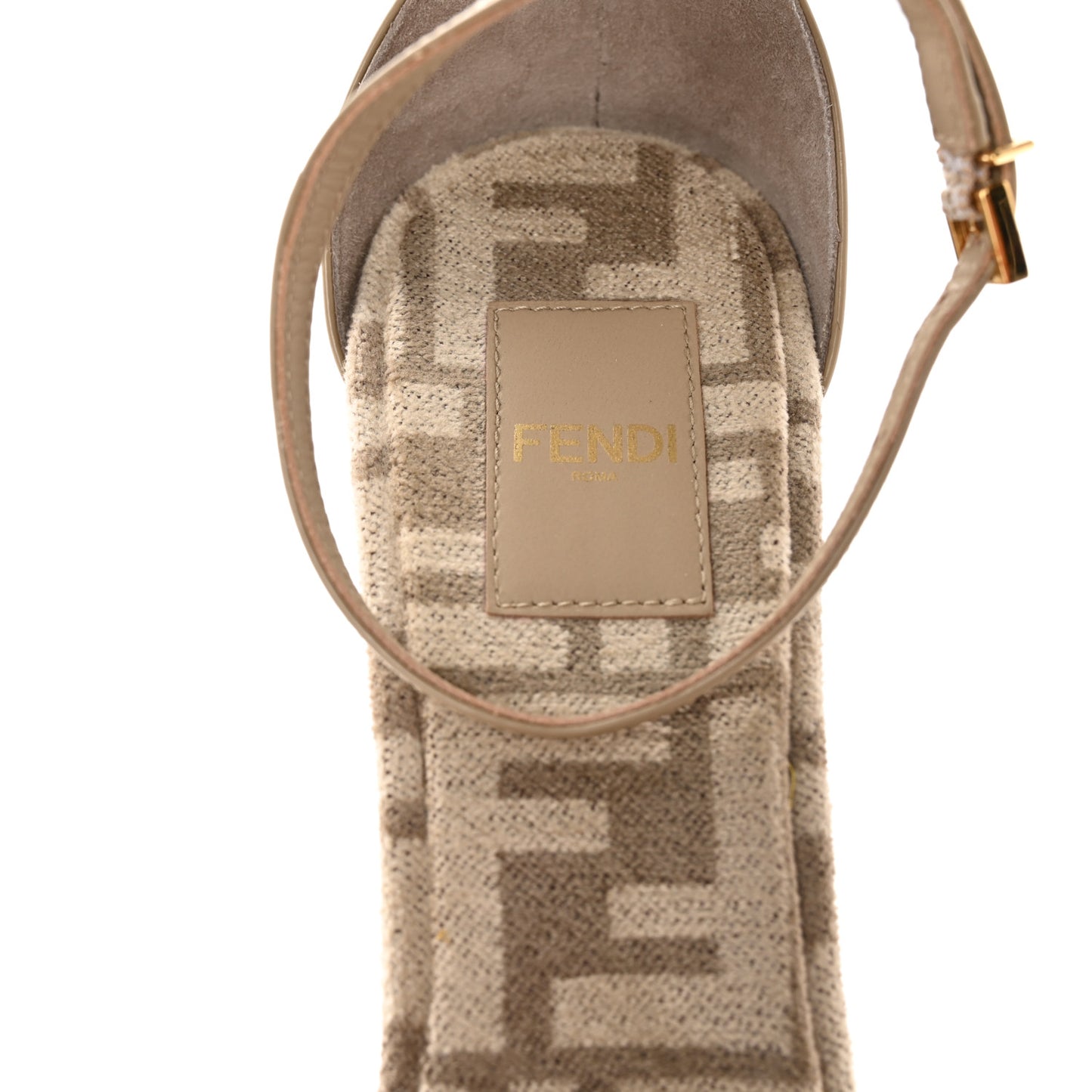 Chenille Jacquard FF Cut Baguette Ankle Strap 105mm Pumps 40 Tortora Nuvola