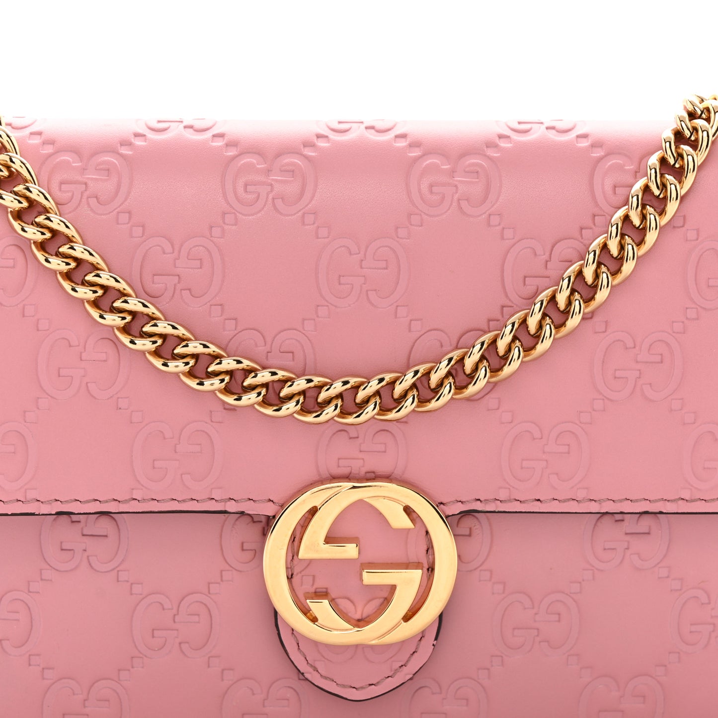 Guccissima Icon Chain Wallet Carmine Rose