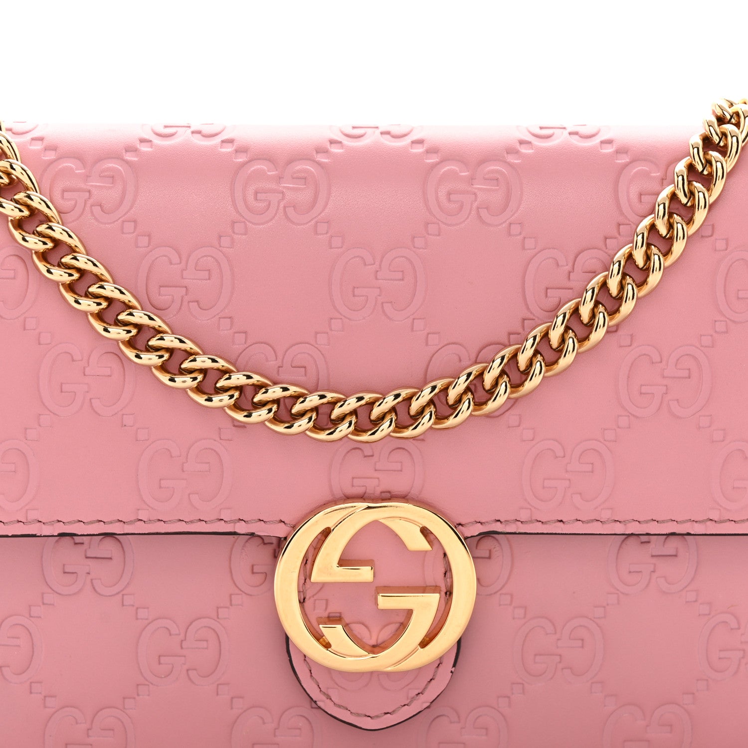 Gucci Guccissima Icon Chain Wallet Carmine Rose 8 of 13