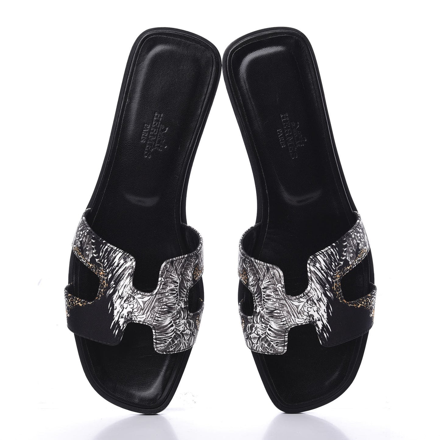 Silk Printed Equateur Tattoo Oran Sandals 37.5 Black