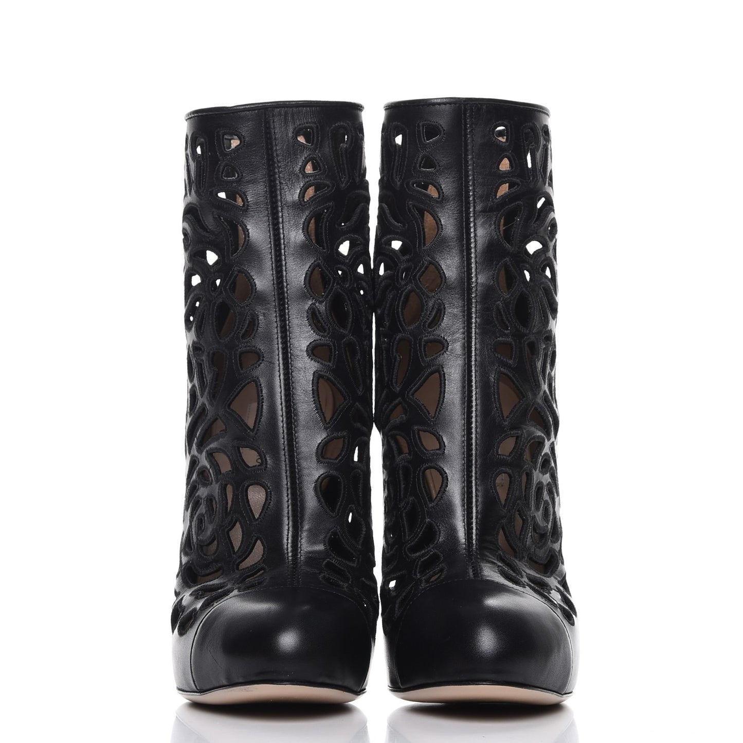 Lambskin Laser Cut Ankle Boots 37 Black