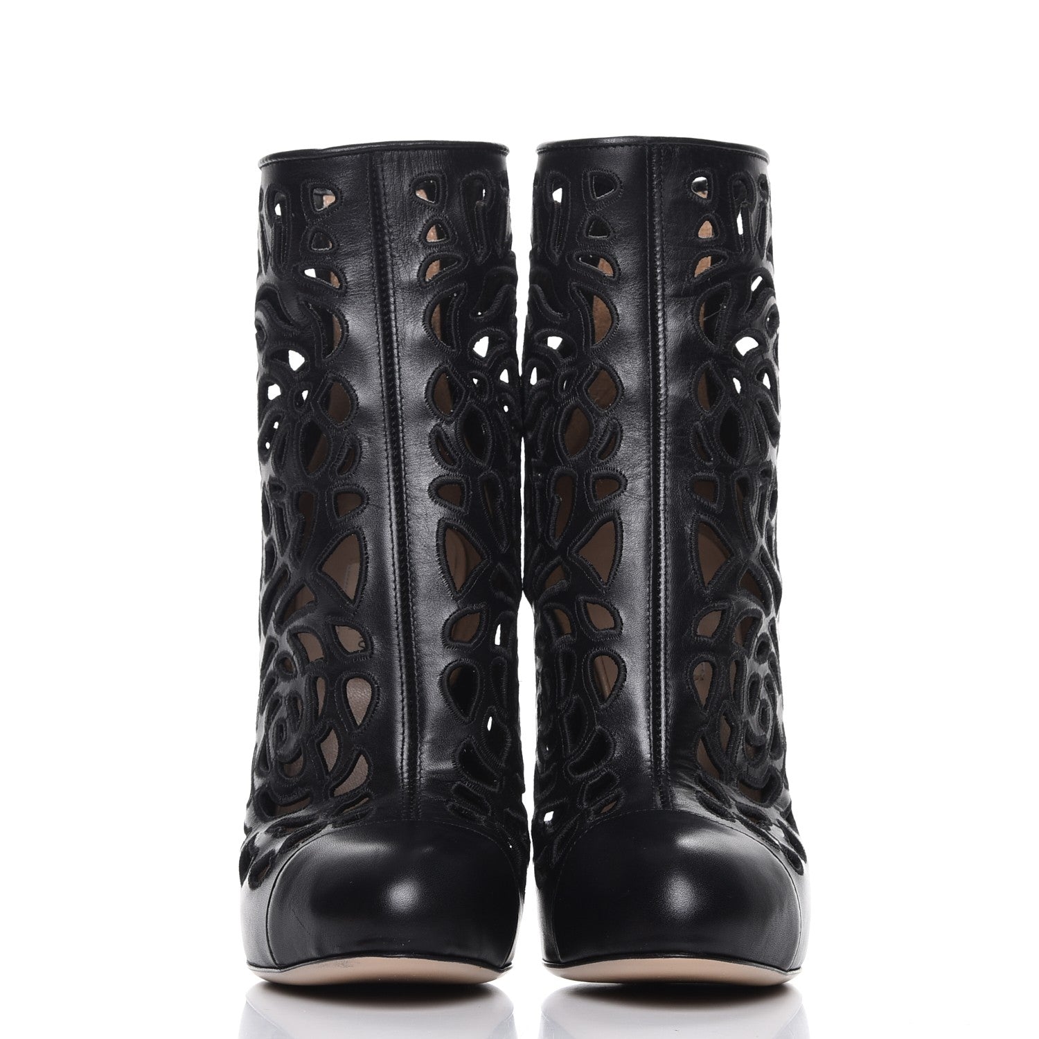 Valentino Garavani Lambskin Laser Cut Ankle Boots 37 Black 2 of 9
