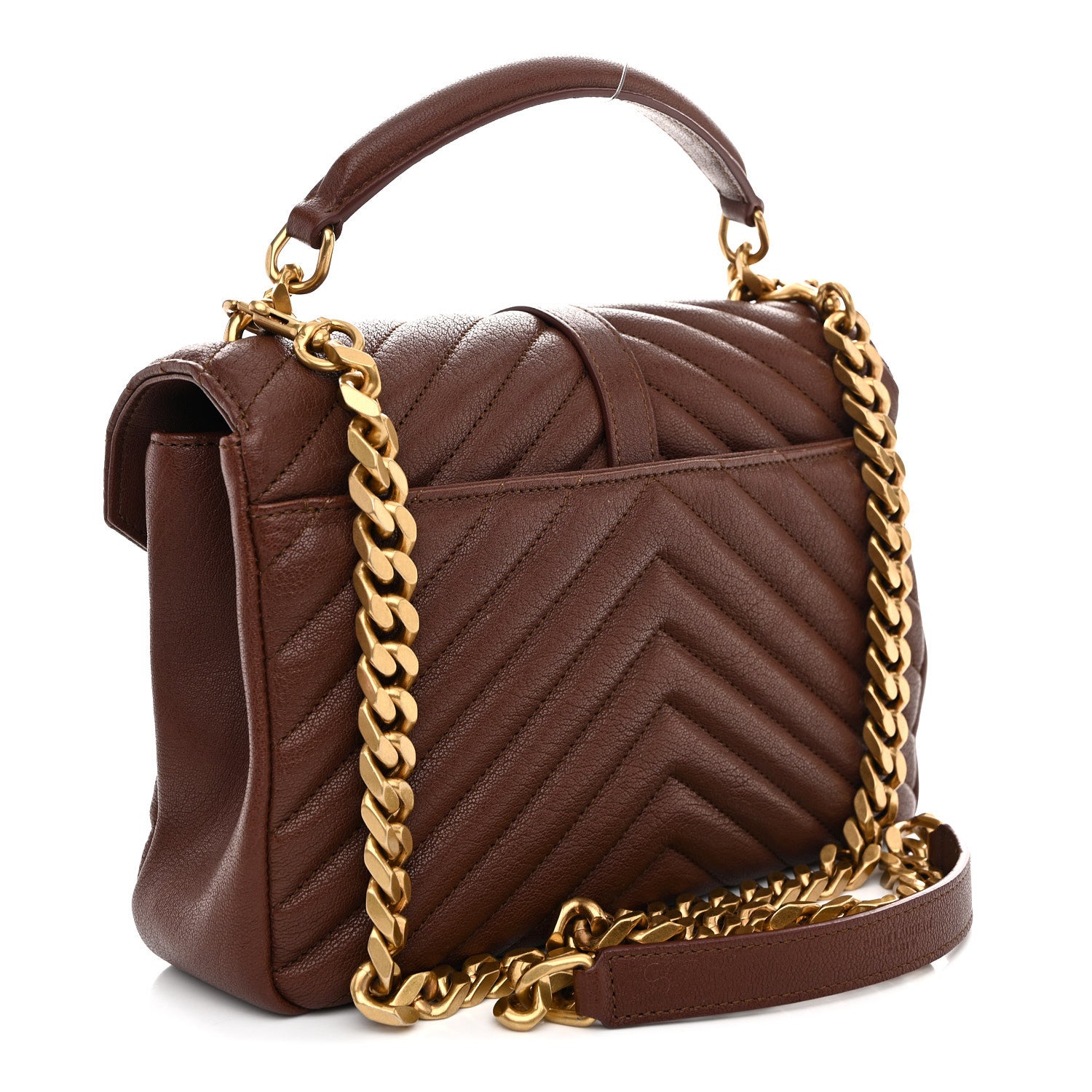 Saint Laurent Sheepskin Matelasse Chevron Monogram Medium College Bag Brick 3 of 12