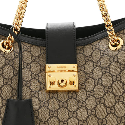 Gucci GG Supreme Monogram Medium Padlock Tote  Black 9 of 11