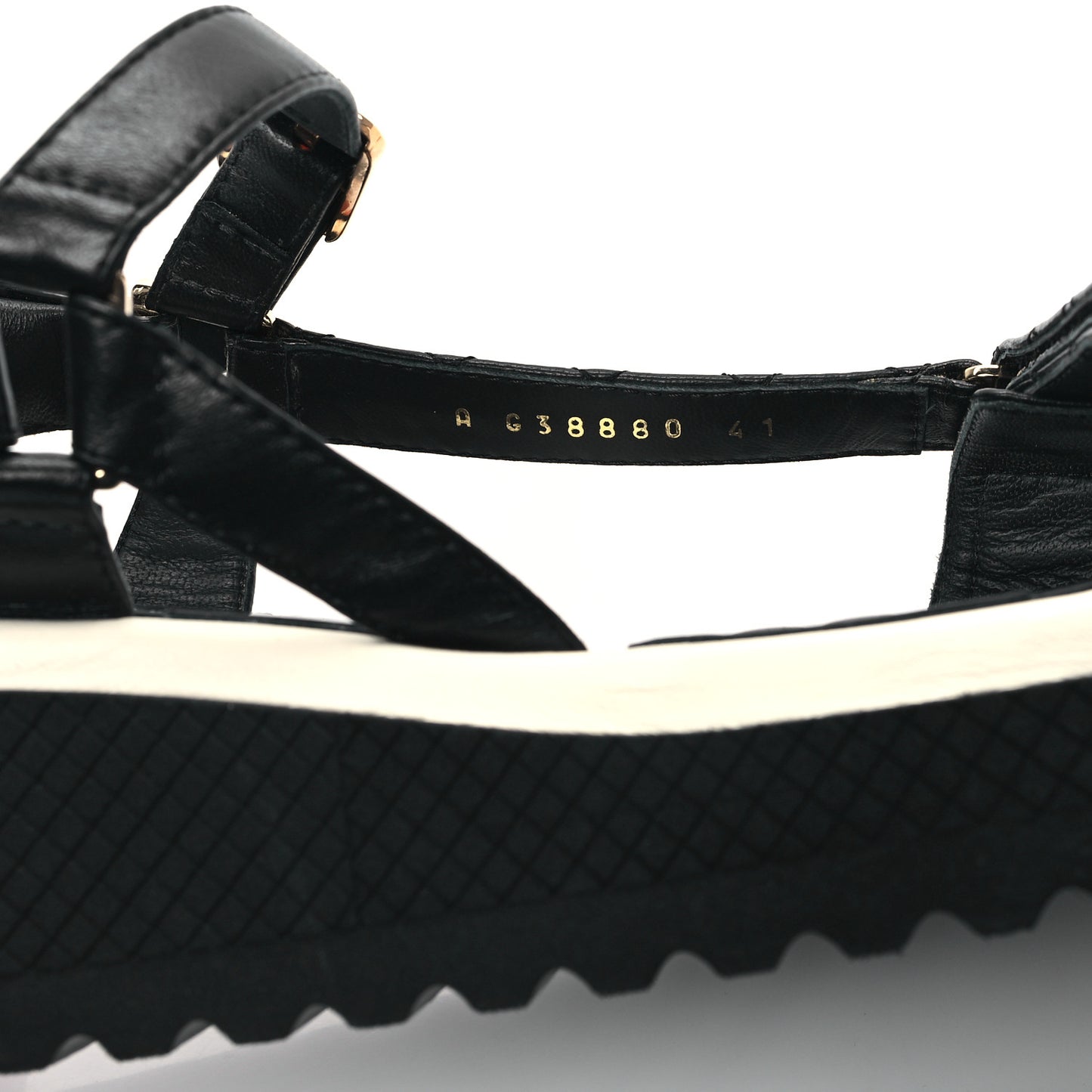 Lambskin Patent Logo Platform Sandals 41 Black White