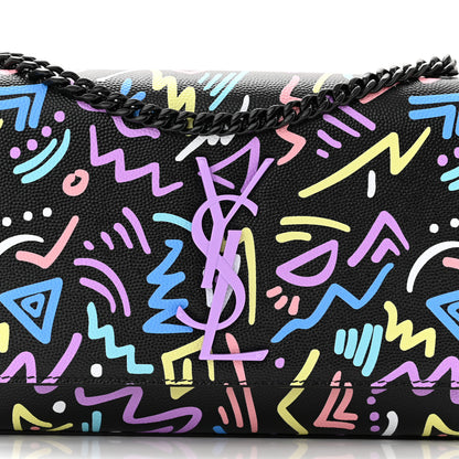 Saint Laurent Grain De Poudre Small Monogram Graphic Print Kate Satchel Black 8 of 10