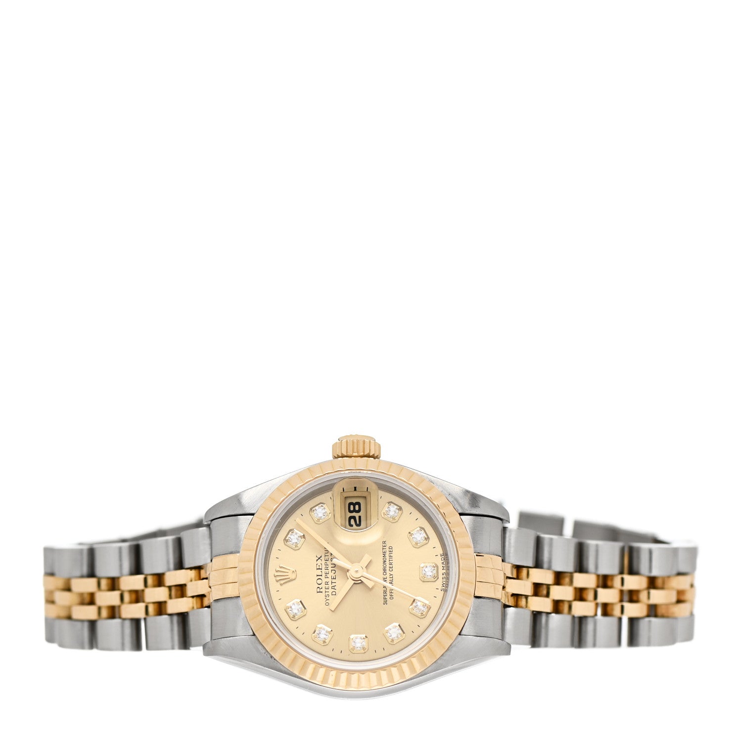 Rolex Stainless Steel 18K Yellow Gold Diamond 26mm Oyster Perpetual Datejust Watch Champagne 79173 2 of 5