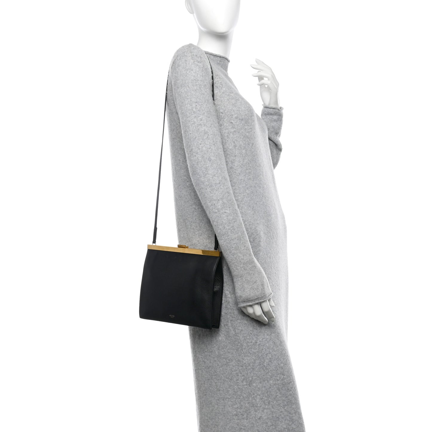 Smooth Calfskin Mini Clasp Bag Black