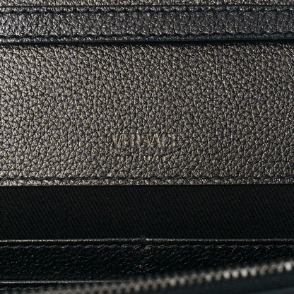 Versace Metallic Grained Calfskin La Medusa Wallet On Strap Gunmetal 5 of 7