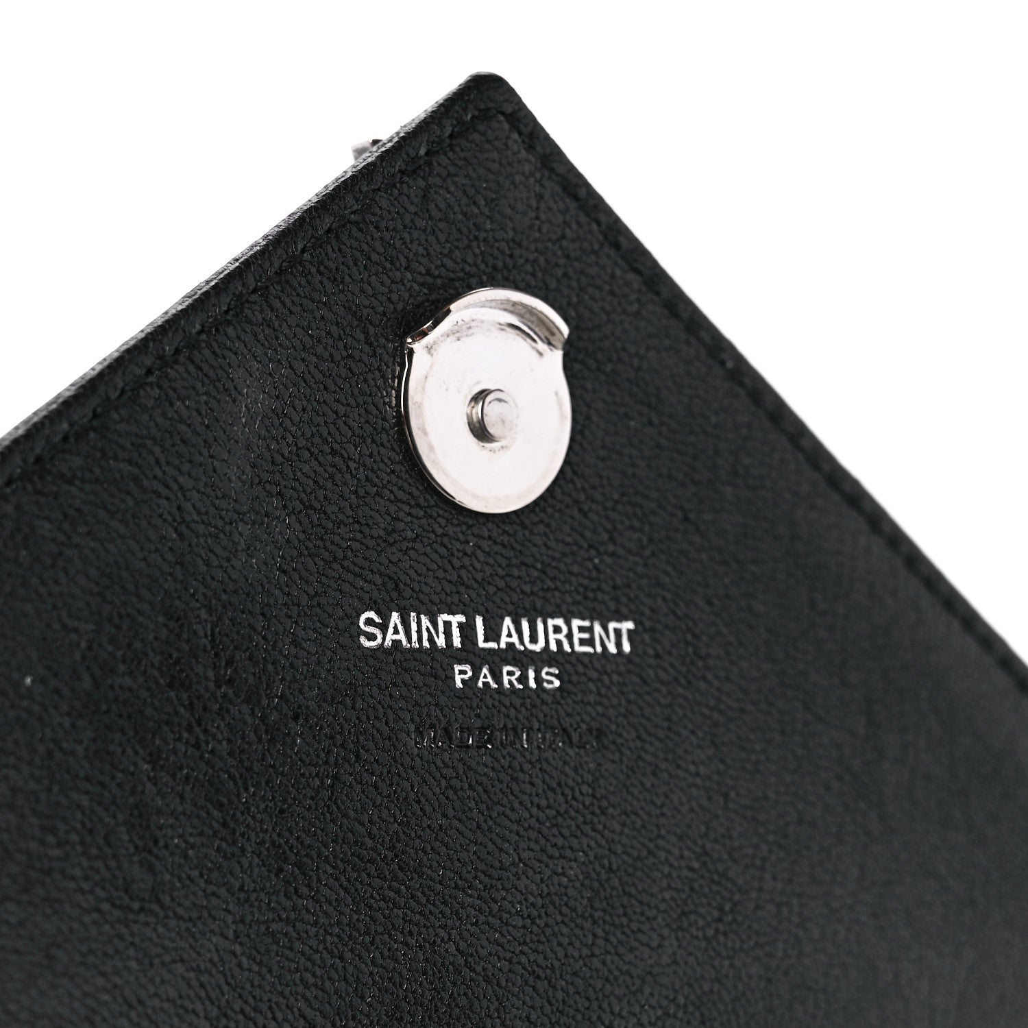 Saint Laurent Sheepskin Matelasse Chevron Monogram College Chain Wallet Black 6 of 11