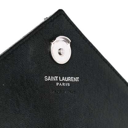 Saint Laurent Sheepskin Matelasse Chevron Monogram College Chain Wallet Black 6 of 11