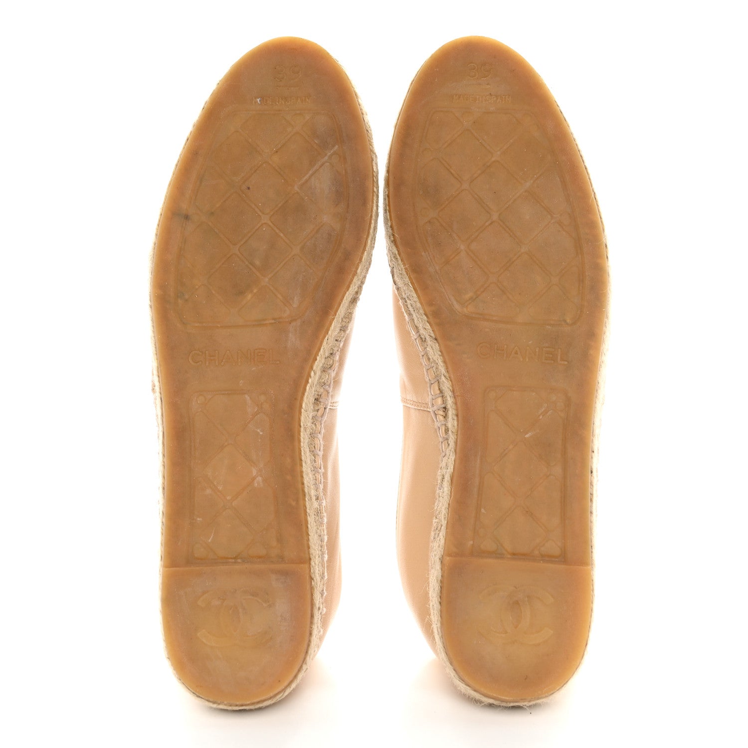 Chanel Lambskin CC Espadrilles 39 Beige Black 5 of 10