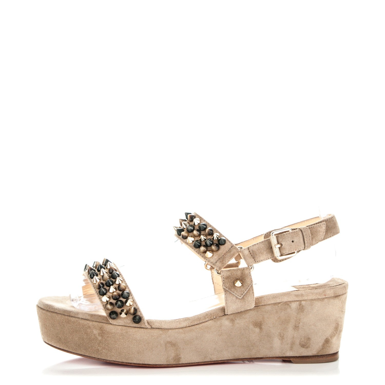Christian Louboutin Veau Velours Bikee Deck 60 Platform Sandals 38.5 Grey 1 of 7