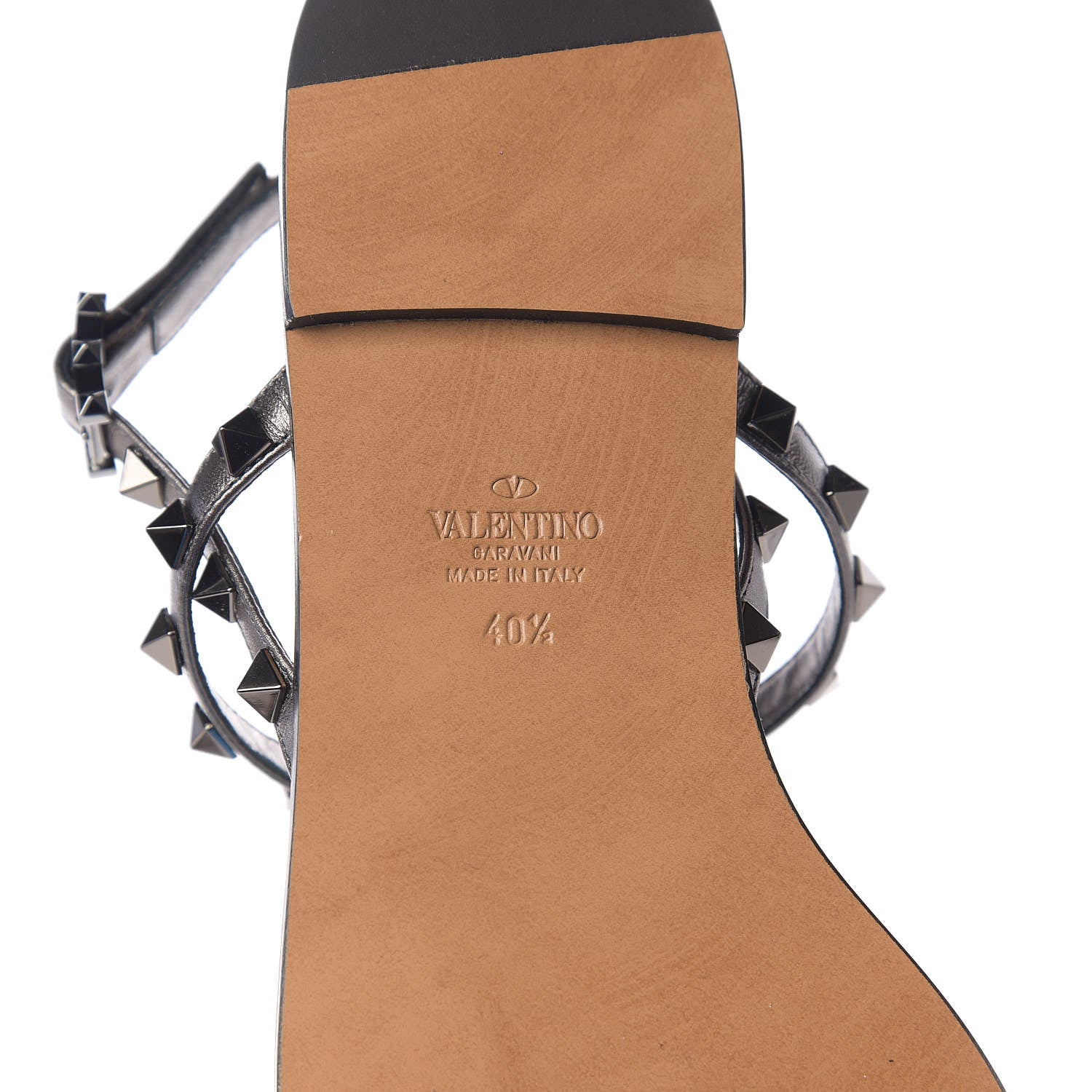Valentino Garavani Metallic Nappa Rockstud T-Strap Slingback Flat Sandals 40.5 Rutenio 7 of 9