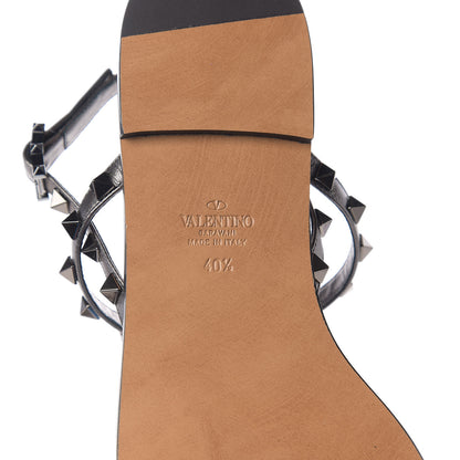 Valentino Garavani Metallic Nappa Rockstud T-Strap Slingback Flat Sandals 40.5 Rutenio 7 of 9