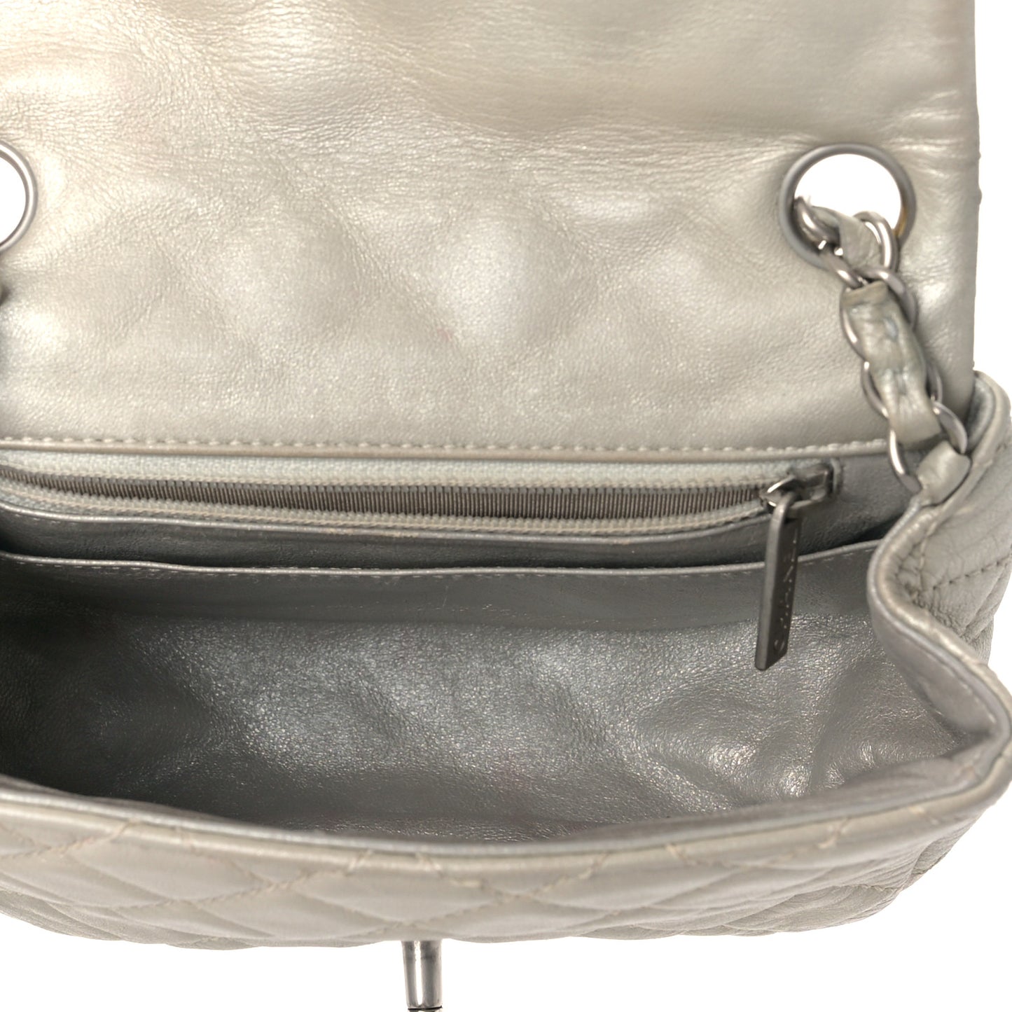 Metallic Lambskin Quilted Mini Square Flap Gold