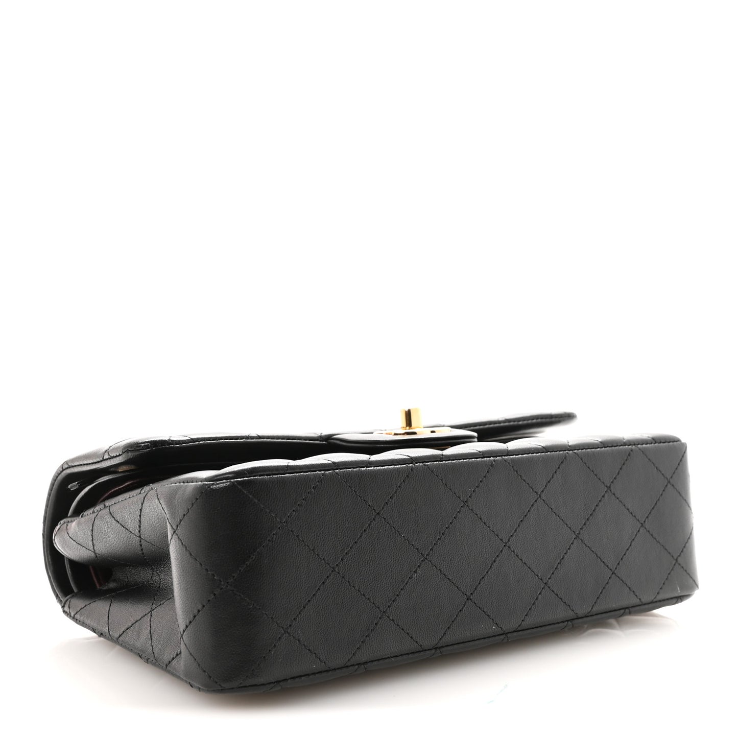 Lambskin Quilted Small Double Flap Black