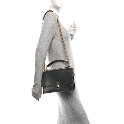 Fendi Vitello Liberty Scalloped Studded Kan I Shoulder Bag Black 2 of 9