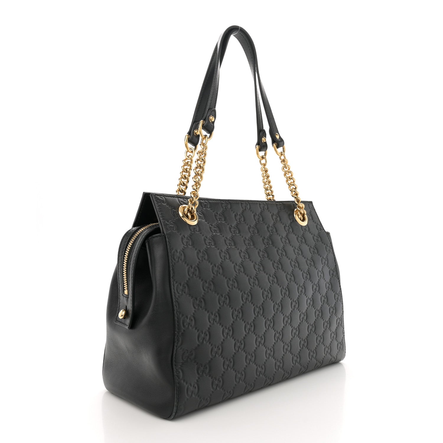 Gucci Guccissima Signature Medium Shoulder Tote Bag Black 3 of 14