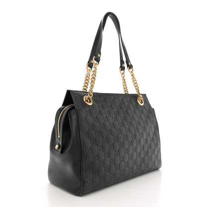 Gucci Guccissima Signature Medium Shoulder Tote Bag Black 3 of 14