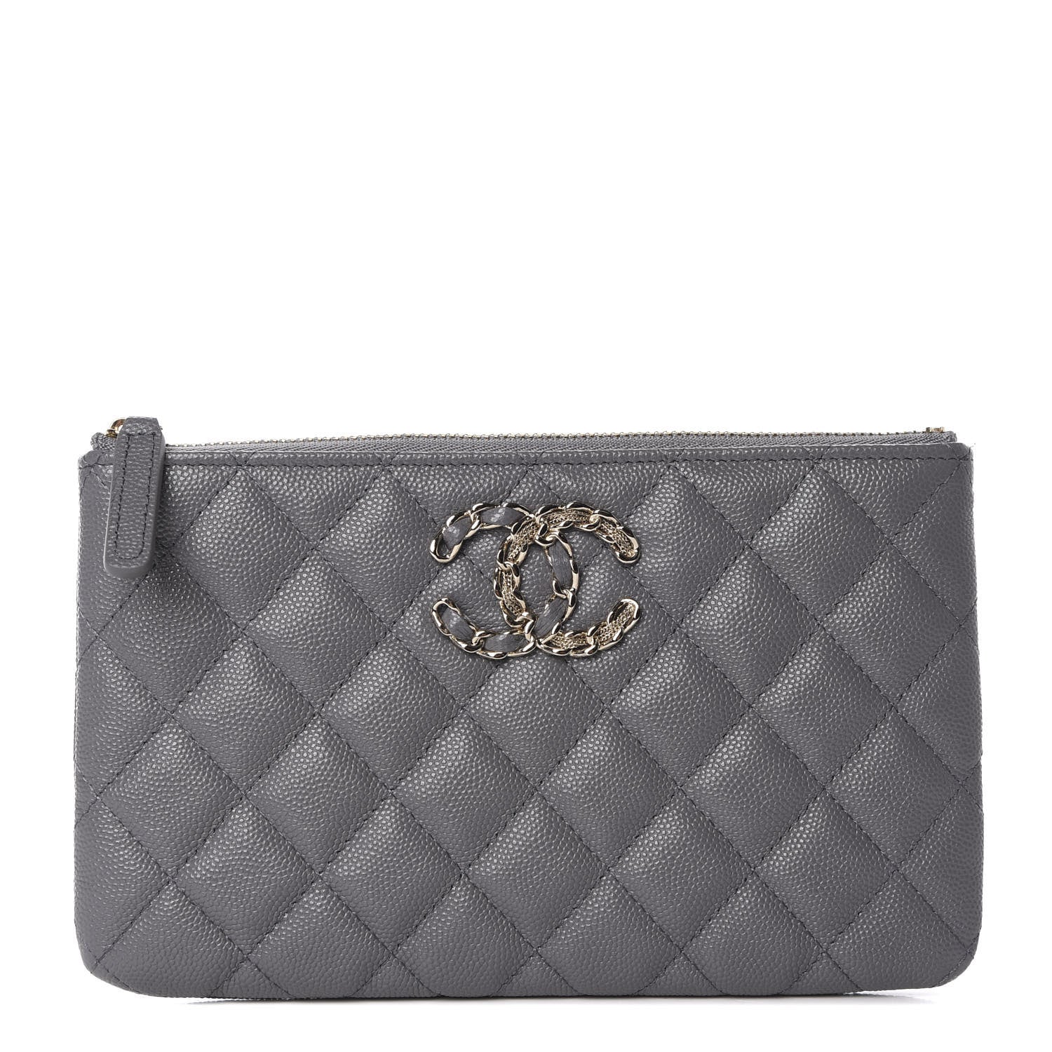 Chanel Caviar Quilted French New Wave Small CC Pouch Grey 1 of 8